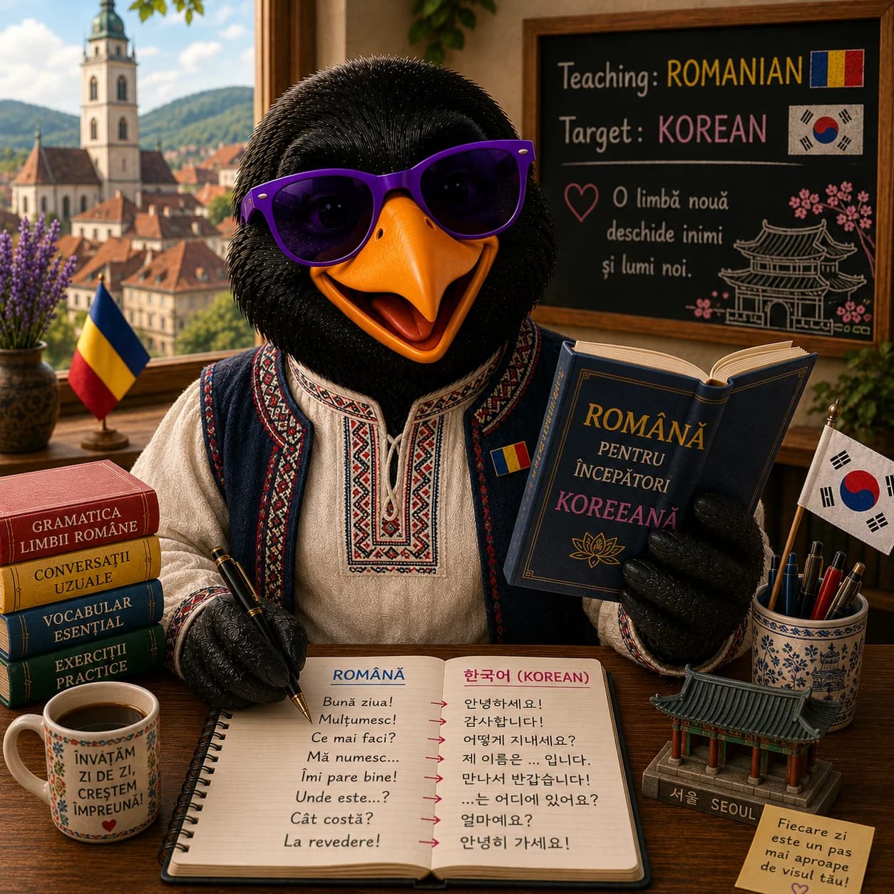 Korean · CEFR A1–C2 · Romanian